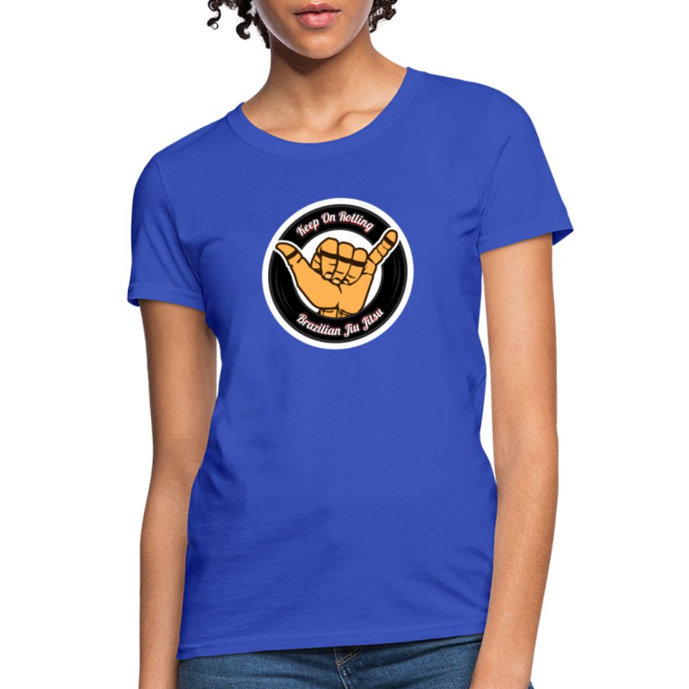 "Are you looking to update your BJJ apparel? Then this Keep On Rolling Black Women's T-Shirt  is an awesome addition to your jiu jitsu apparel! Having clothing with Brazilian Jiu Jitsu designs is a lifestyle! That's why in our store you can find the coole - royal blue