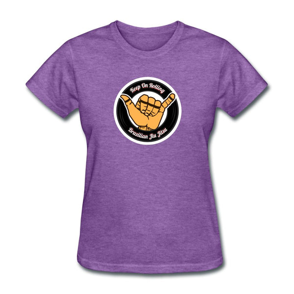 "Are you looking to update your BJJ apparel? Then this Keep On Rolling Black Women's T-Shirt  is an awesome addition to your jiu jitsu apparel! Having clothing with Brazilian Jiu Jitsu designs is a lifestyle! That's why in our store you can find the coole - purple heather