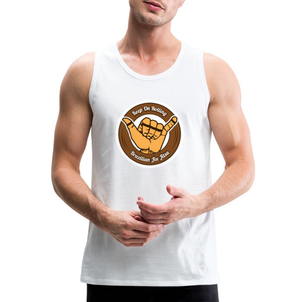 Keep On Rolling Brown Belt Men’s Tank Top - white