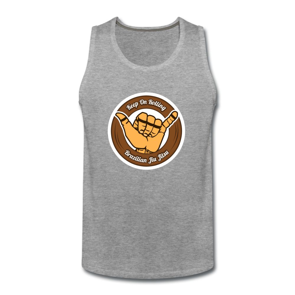 Keep On Rolling Brown Belt Men’s Tank Top - heather gray