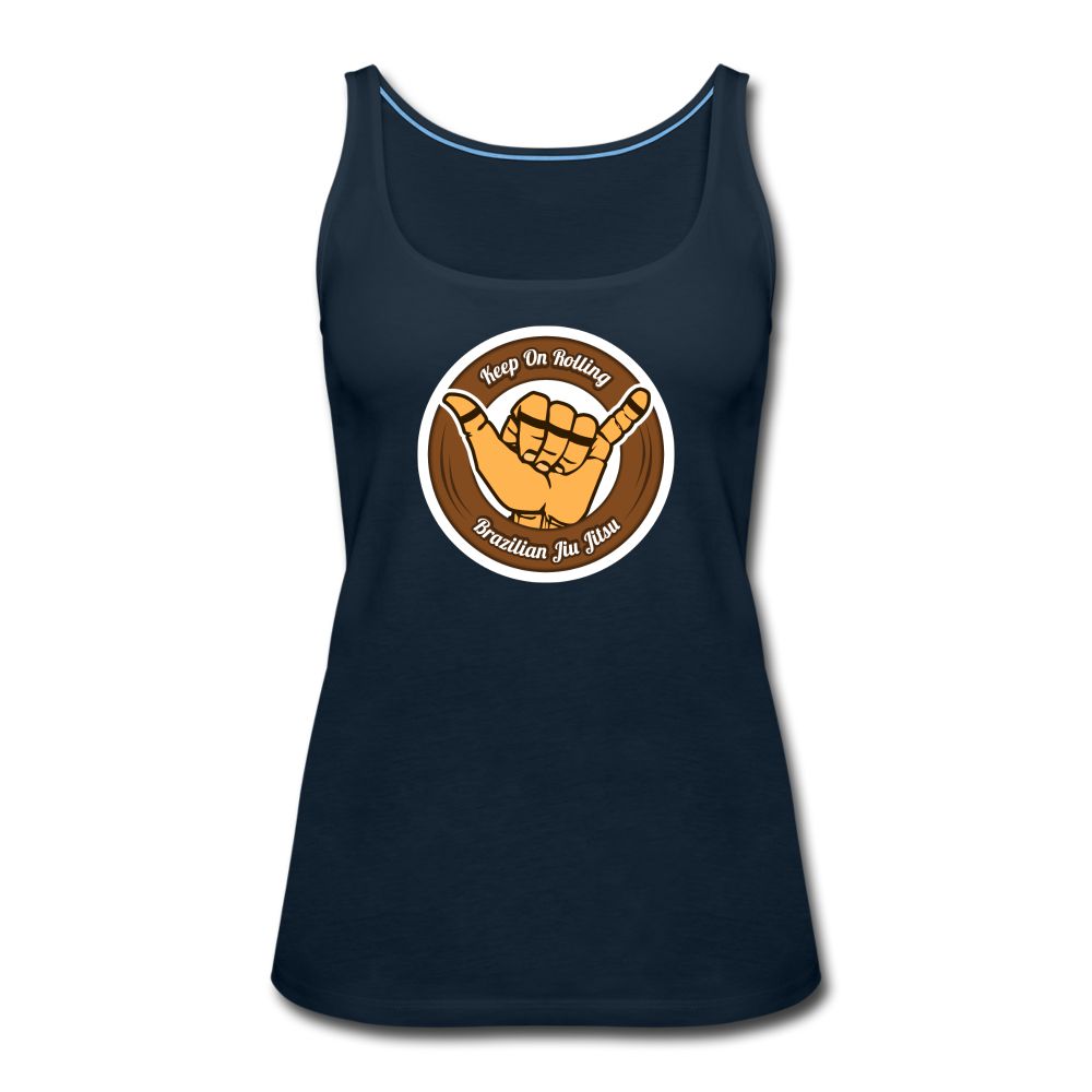 Keep On Rolling Brown Belt Women’s Tank Top - deep navy