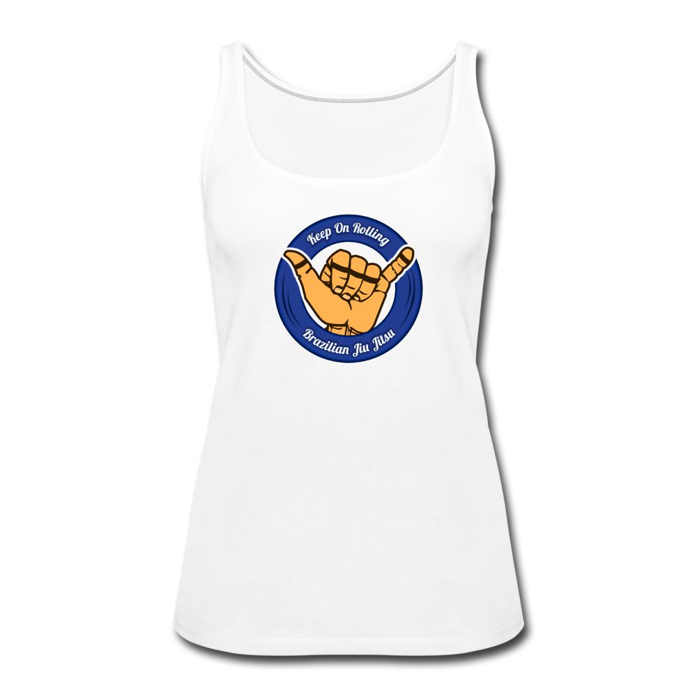 Keep On Rolling Blue Belt Women’s Tank Top - white