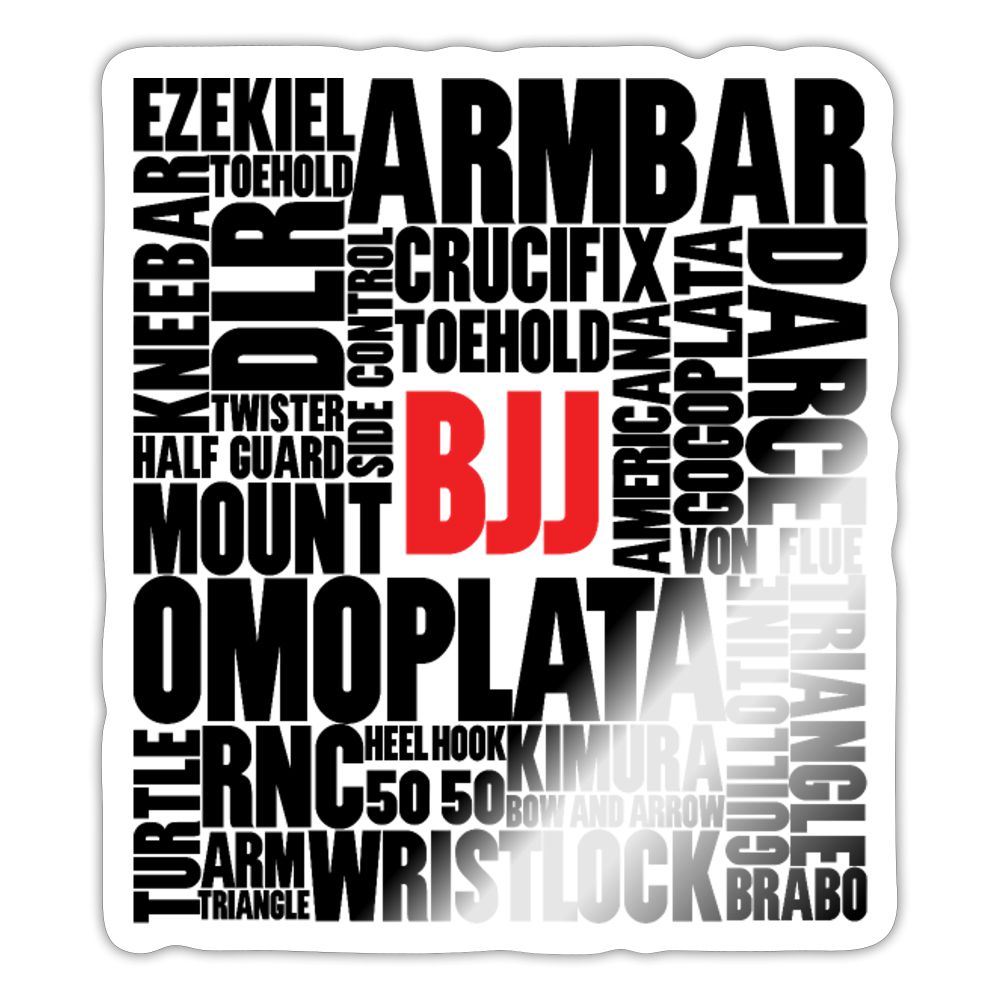 BJJ Words Sticker - white glossy