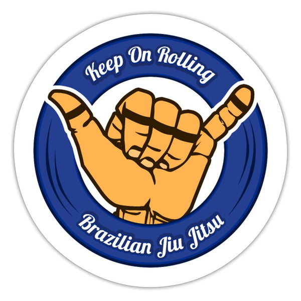 Keep On Rolling Blue Belt Sticker - white matte