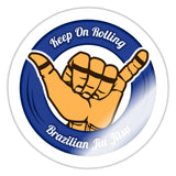 Keep On Rolling Blue Belt Sticker - white glossy