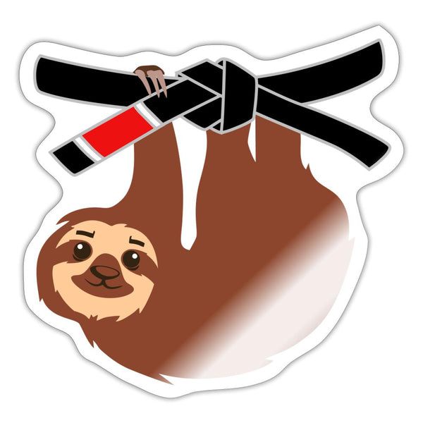 Black Belt Sloth Sticker - white glossy