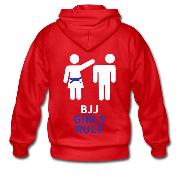 BJJ Girls Rule Zip Hoodie - red