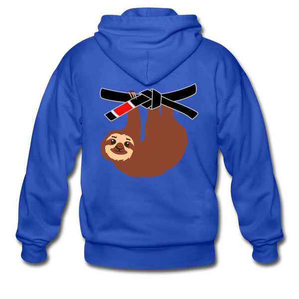 Black Belt Sloth Zip Hoodie - royal blue