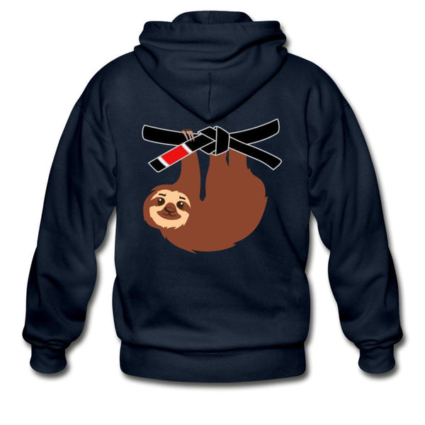 Black Belt Sloth Zip Hoodie - navy