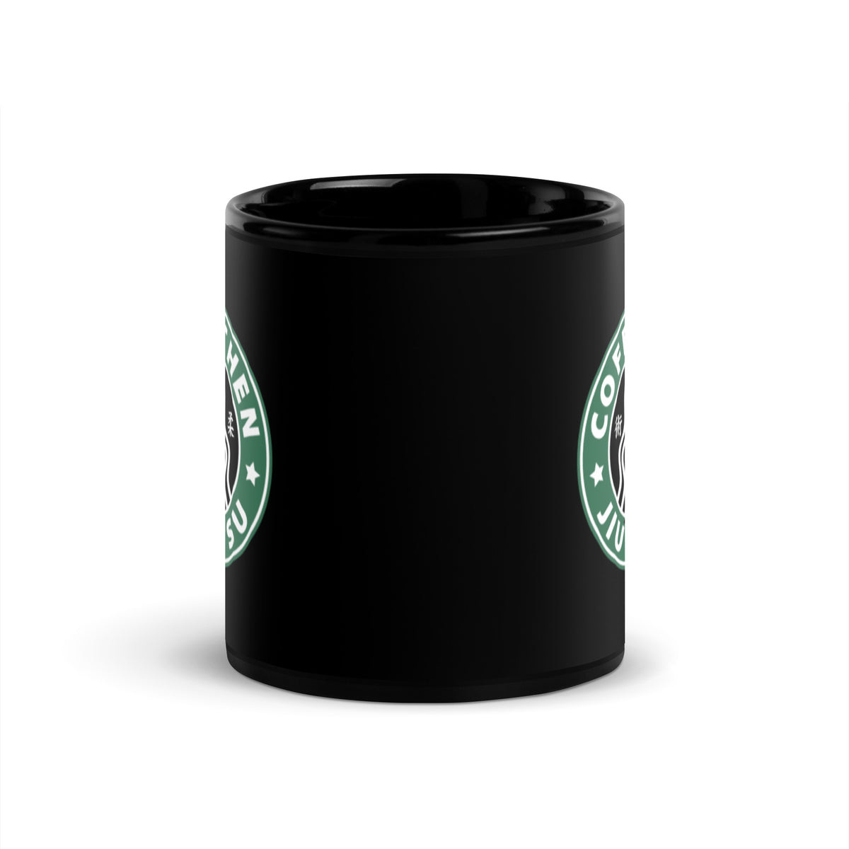 Jiu Jitsu Then Coffee Green Starbucks - Black Glossy Mug