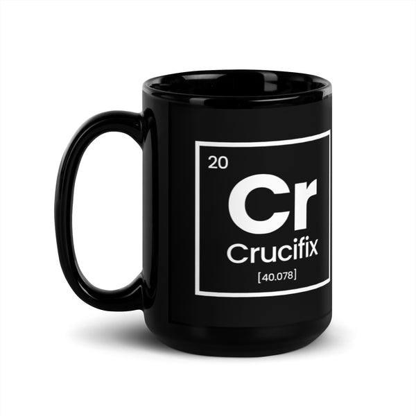 Periodic Table Crucifix Black Glossy Mug