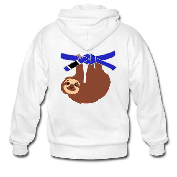 Blue Belt Sloth Zip Hoodie - white