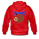 Blue Belt Sloth Zip Hoodie - red