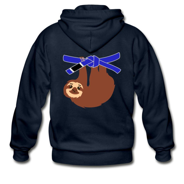Blue Belt Sloth Zip Hoodie - navy