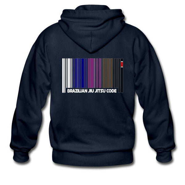 Brazilian Jiu Jitsu Code White Zip Hoodie - navy