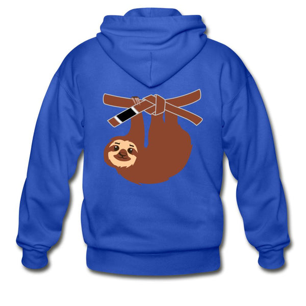 Brown Belt Sloth  Zip Hoodie - royal blue