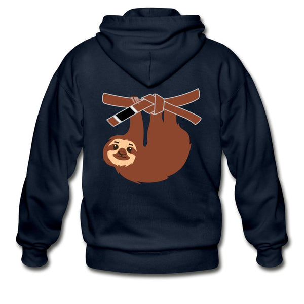 Brown Belt Sloth  Zip Hoodie - navy