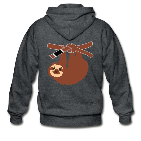 Brown Belt Sloth  Zip Hoodie - deep heather