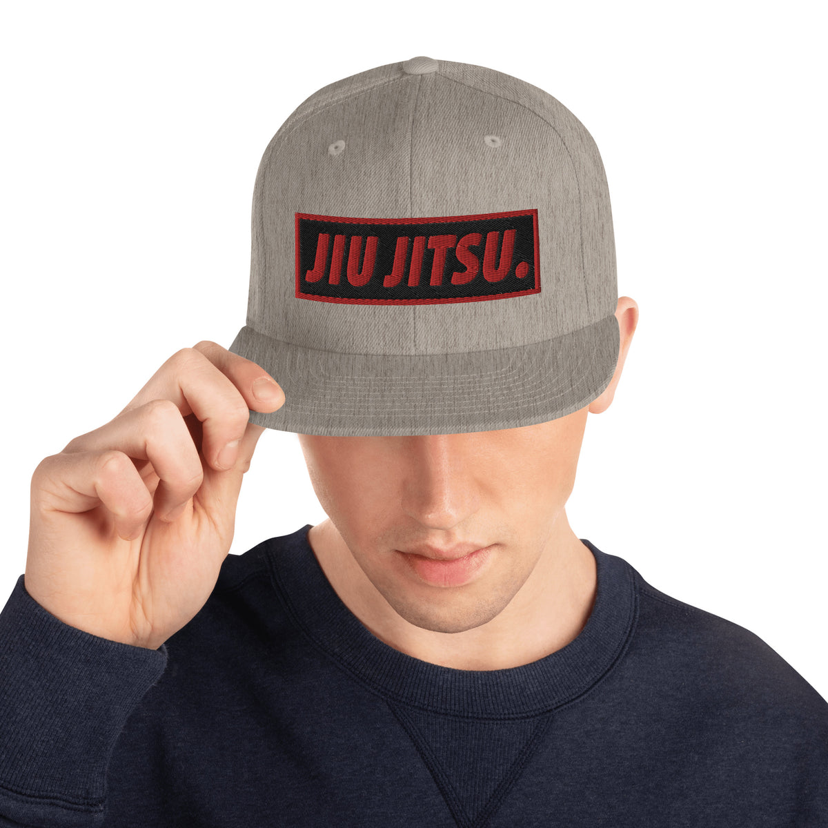 BJJ Text Jiu Jitsu Black Snapback Hat