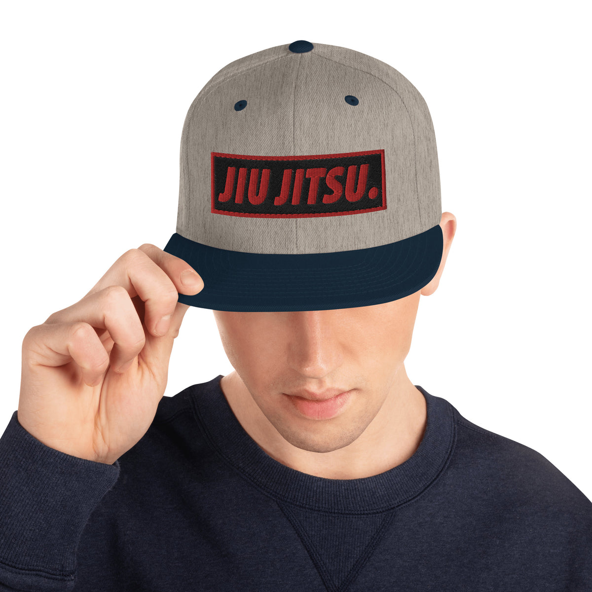 BJJ Text Jiu Jitsu Black Snapback Hat