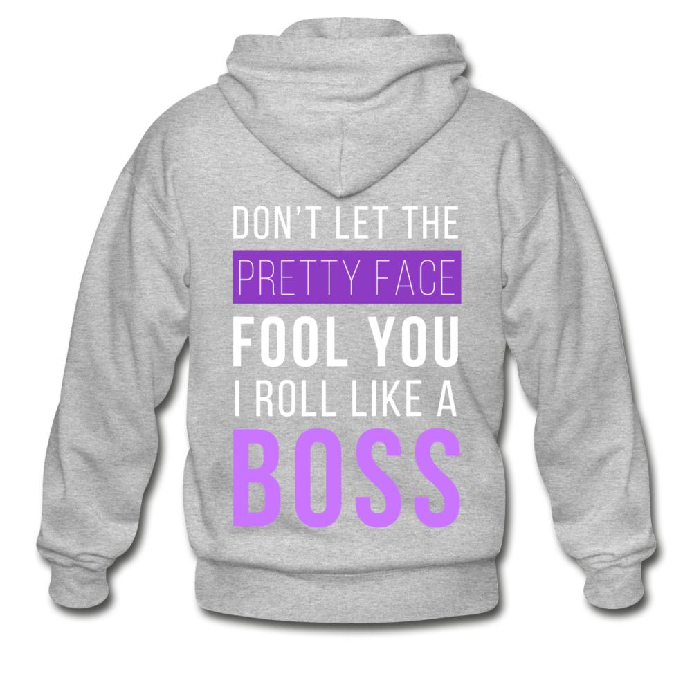 Don't Let Pretty Face Fool You Zip Hoodie - heather gray