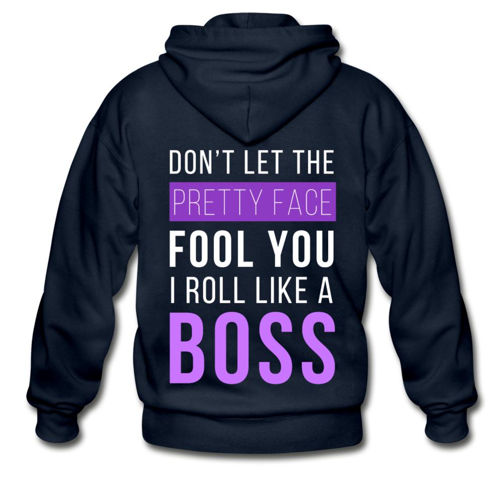 Don't Let Pretty Face Fool You Zip Hoodie - navy