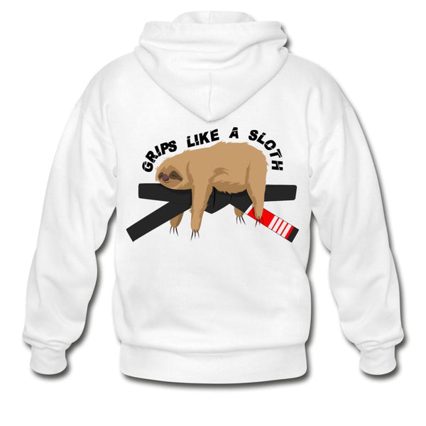 Grips like a sloth  Zip Hoodie - white