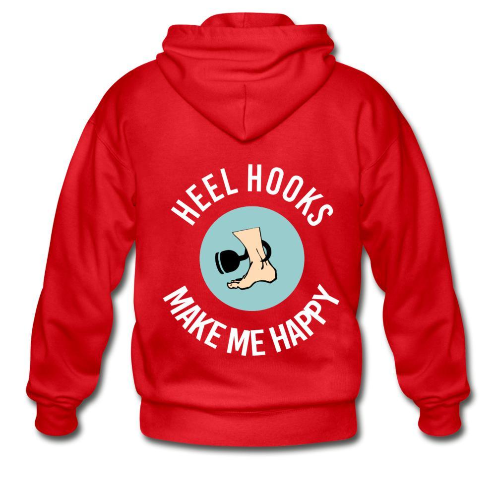 Heel Hooks Make Me Happy Zip Hoodie - red