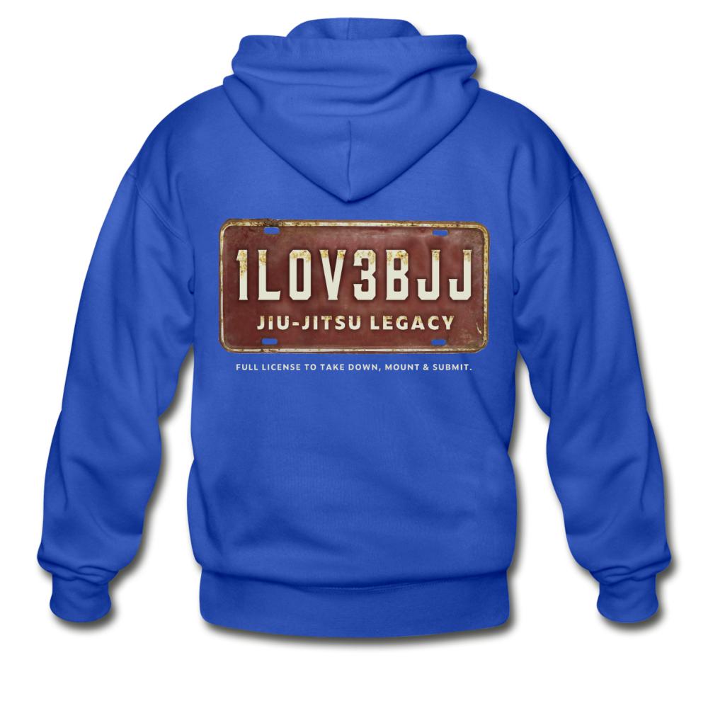 I Love BJJ - Take down, mount and submit Zip Hoodie - royal blue