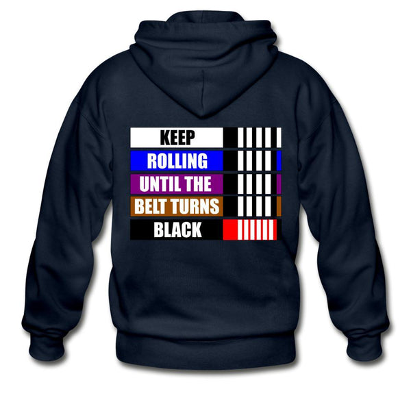 Keep Rolling Until Your Belt Turns Black Zip Hoodie - navy