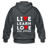 Learn Love Jiu Jitsu Zip Hoodie - deep heather