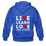 Learn Love Jiu Jitsu Zip Hoodie - royal blue