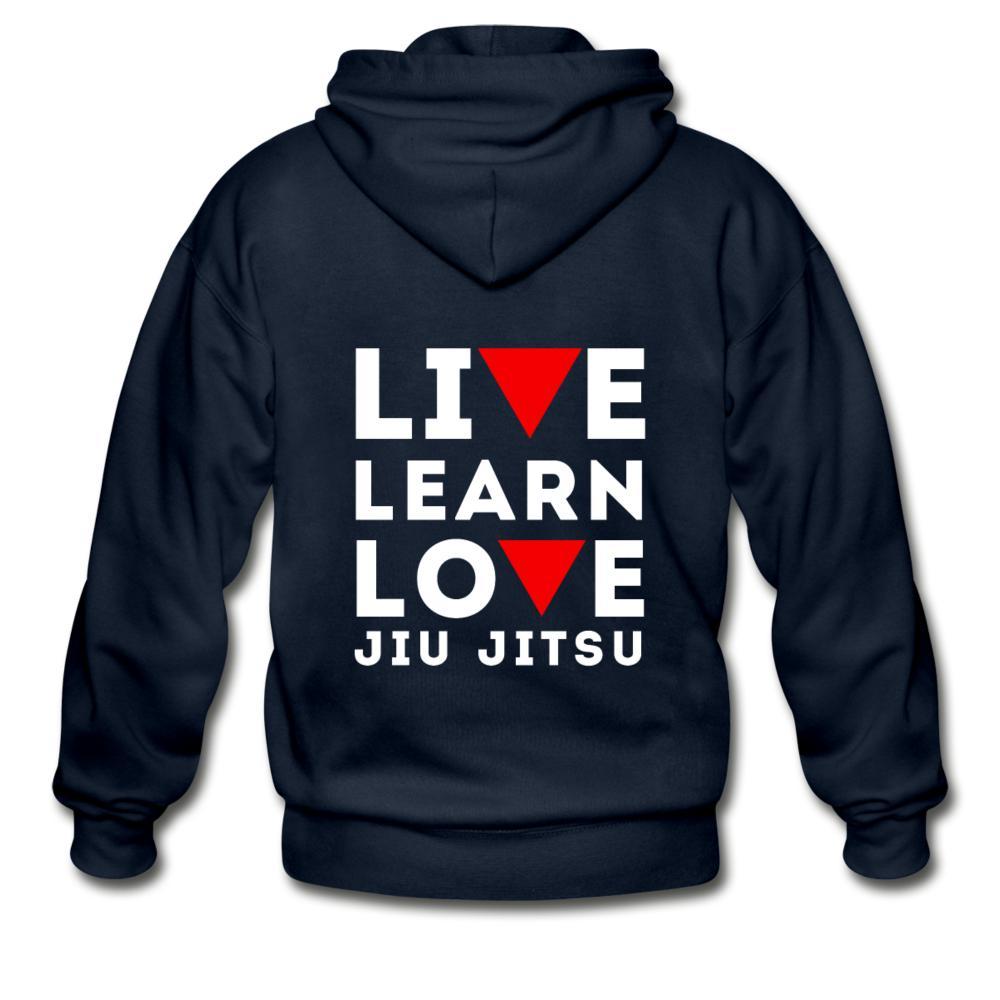 Learn Love Jiu Jitsu Zip Hoodie - navy