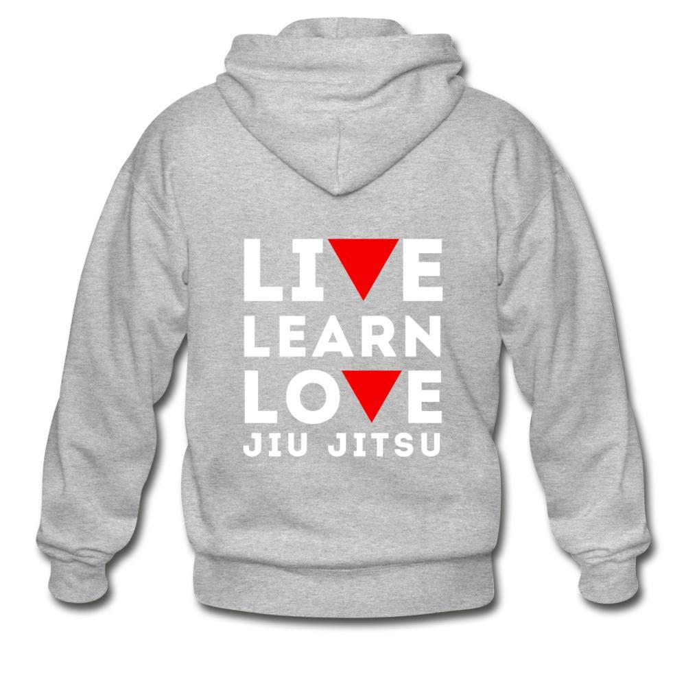 Learn Love Jiu Jitsu Zip Hoodie - heather gray