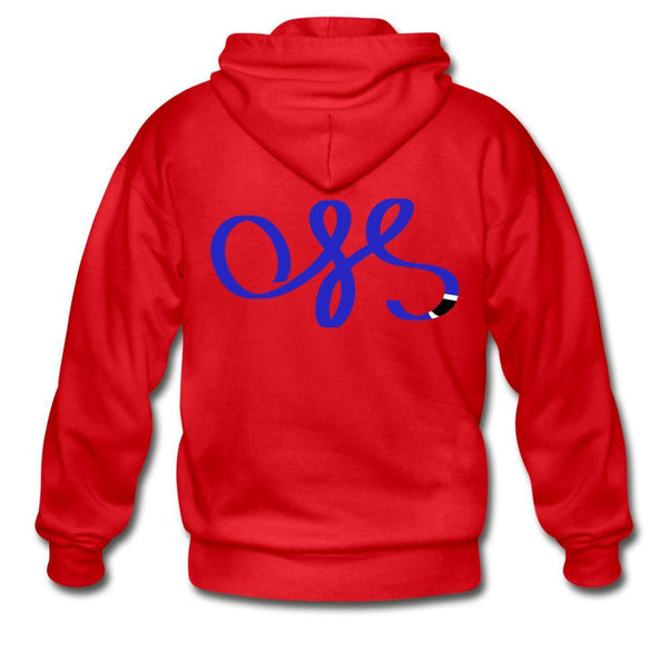 Oss Blue Belt Men Zip Hoodie - red