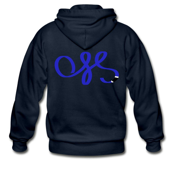 Oss Blue Belt Men Zip Hoodie - navy