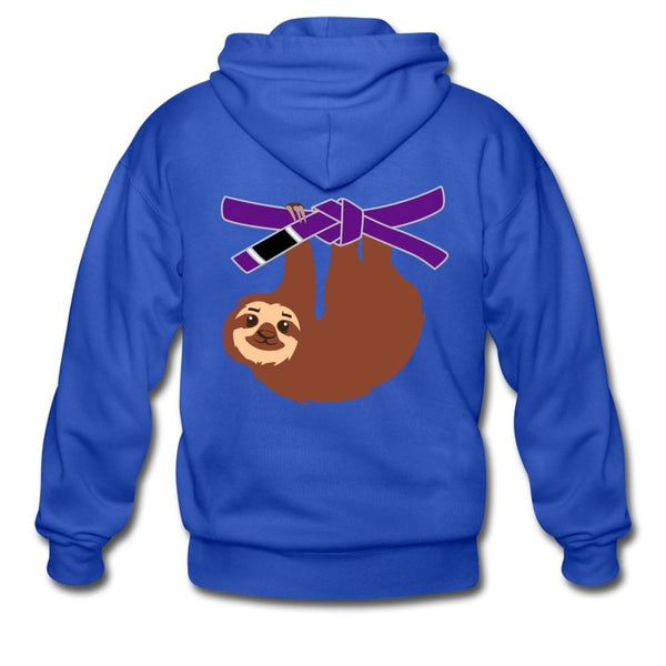 Purple Belt Sloth  Zip Hoodie - royal blue