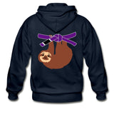 Purple Belt Sloth  Zip Hoodie - navy