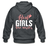 Real Girls Have Muscles Zip Hoodie - deep heather