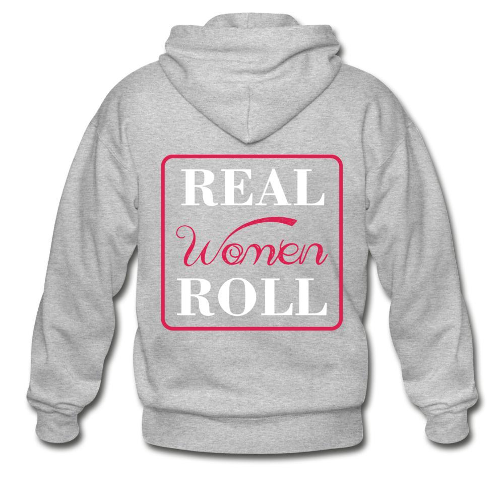 Real Women Roll Zip Hoodie - heather gray