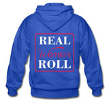 Real Women Roll Zip Hoodie - royal blue
