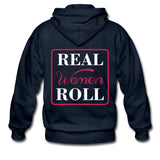 Real Women Roll Zip Hoodie - navy