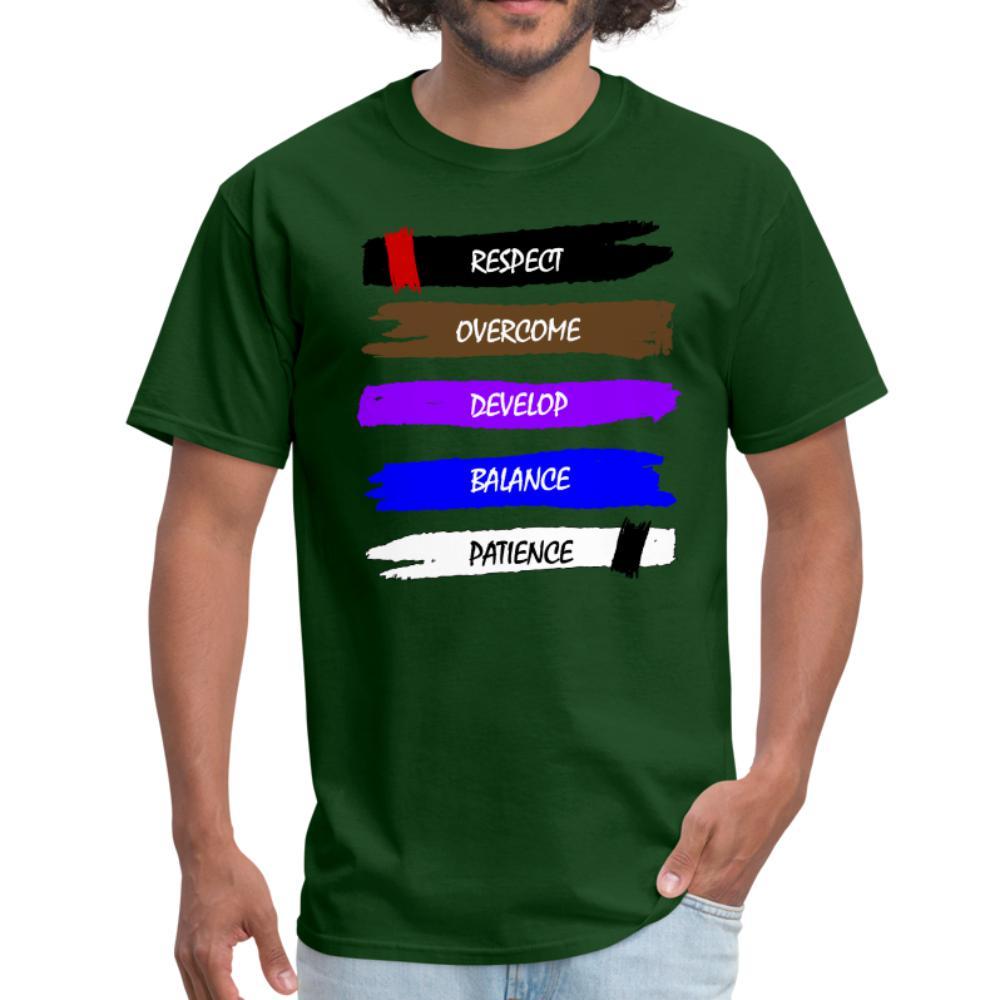 respect, overcome, develop, balance, patience Men's T-shirt - forest green