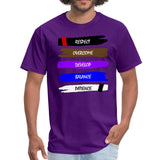 respect, overcome, develop, balance, patience Men's T-shirt - purple