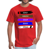 respect, overcome, develop, balance, patience Men's T-shirt - red