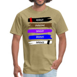 respect, overcome, develop, balance, patience Men's T-shirt - khaki