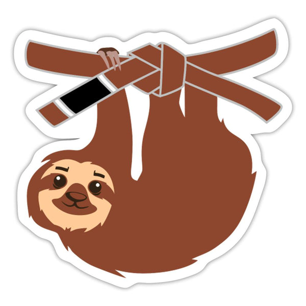 Sloth Brown Belt Sticker - white glossy