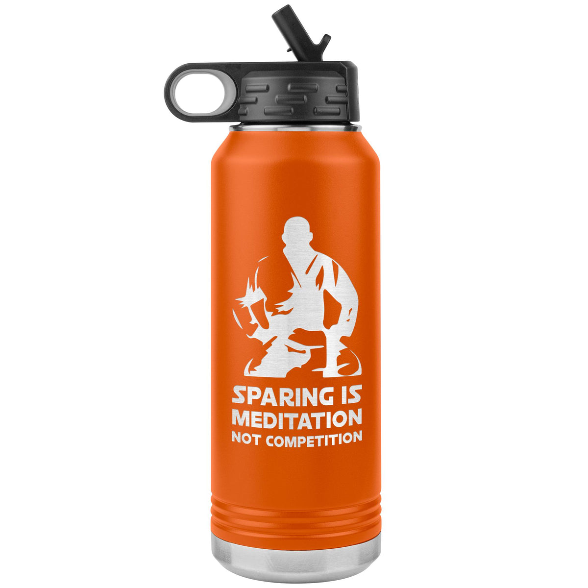 Sparing is Meditation not Competition White Design Water Bottle Tumbler 32 oz-Jiu Jitsu Legacy | BJJ Store