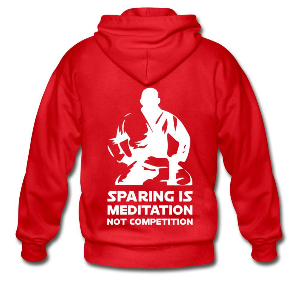 Sparing is Meditation Not Competition White Design Zip Hoodie - red