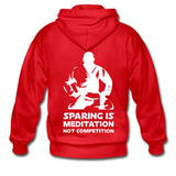 Sparing is Meditation Not Competition White Design Zip Hoodie - red